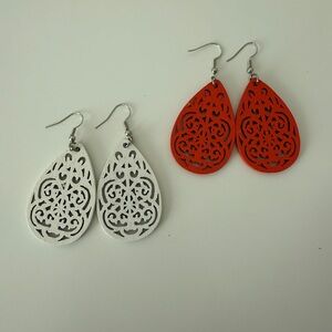 Elegant Silver and Red Teardrop Earrings